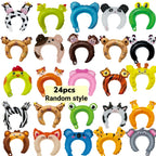24pcs Zoo Animal Inflatable Headbands for Kids – Safari Jungle Farm Wildlife Balloon Hair Hoops, Jungle Theme Birthday Party Supplies, Animal Costume Party Favors for Boys & Girls (Random Pattern)