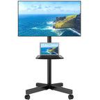 Rolling TV Stand Cart on Wheels for 23–60 Inch TVs – Height Adjustable, 88lb Capacity, VESA 400x400, Media Shelf, 360° Locking Wheels, No Wall Drilling, Mobile TV Mount
