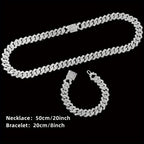 Men's Rhinestone Quartz Watch Necklace Bracelet Gift Set 3 or 4 Piece – Cross Necklace Jewelry Set for Men Football Fan Gear Birthday Holiday Gift Silver Gold