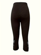 Women's Butterfly Hollow Cutout Three-Quarter Leggings High Elasticity Non-Sheer Tight Pants - Stylish Capri Leggings for Yoga Gym Casual Wear All Seasons