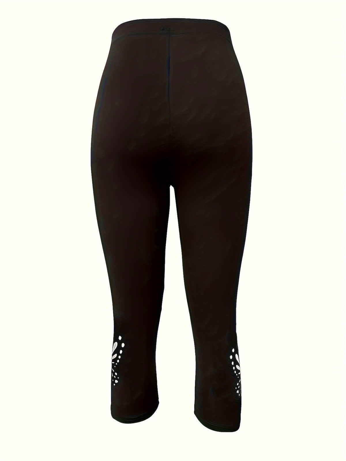 Women's Butterfly Hollow Cutout Three-Quarter Leggings High Elasticity Non-Sheer Tight Pants - Stylish Capri Leggings for Yoga Gym Casual Wear All Seasons