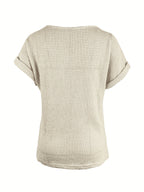Women's Batwing Sleeve Lace Trim Pullover Blouse – Breathable Semi-Sheer Elegant Knit Top Relaxed H-Line Fit Machine Washable All-Season Casual Chic Shirt