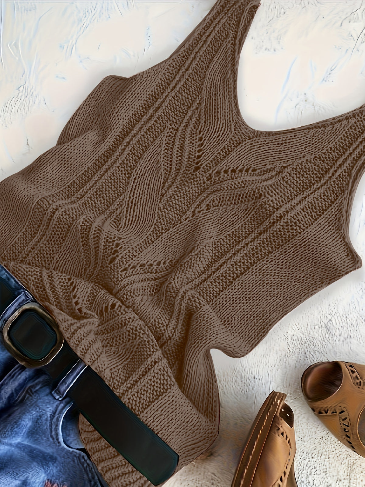 Women's V-Neck Knitted Tank Top – Elegant Sleeveless Solid Color 100% Acrylic Knit Vest for Summer, Available in 15 Colors