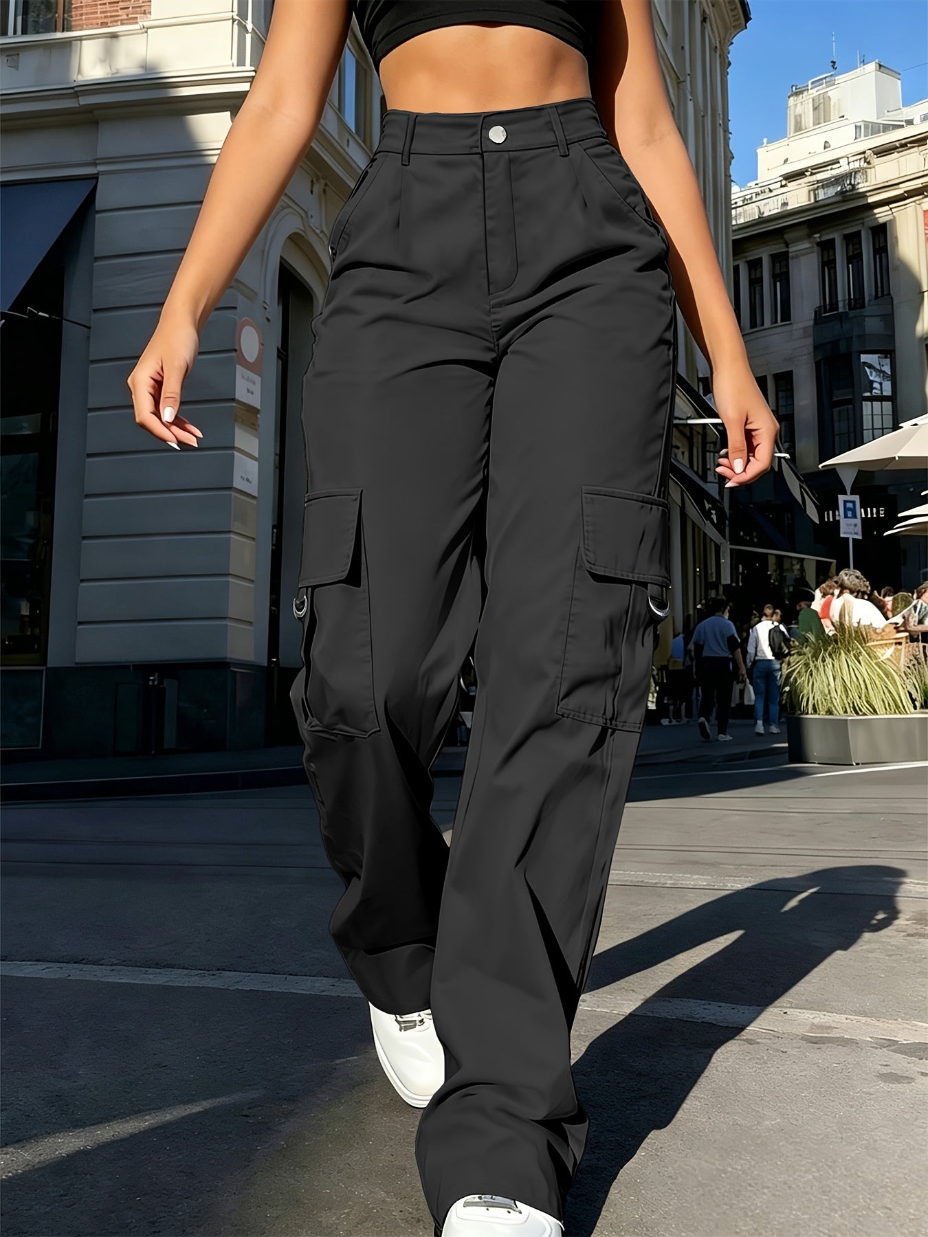 Women's High-Waist Cargo Jogger Pants Quick-Dry Lightweight Drawstring Waist Multi-Pocket Casual Wide-Leg Trousers for Women XS-XXL 7 Colors