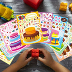 Birthday Cake Stickers for Kids 24 Sheets – DIY Make Your Own Cake Decoration Sticker Set with Fruit, Candy & Candles, Happy Birthday Party Favors, Classroom Teacher Reward Stickers, Fun Gift for Boys Girls