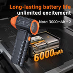 130000 RPM Turbo Fan Blower with USB-C Fast Charging, Smart Display & LED Light – 100 Wind Speed Settings for Car Cleaning, Dust Removal, Leaf Blowing, BBQ & Cooling – Black & Orange