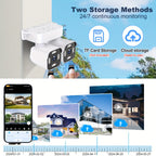 Dual Lens PTZ Security Camera Outdoor WiFi – 360° Pan Tilt Zoom 5MP, 10x Electric Zoom, Motion Detection, Two-Way Audio, Siren Alarm, Color Night Vision, App Control, Home Surveillance Camera