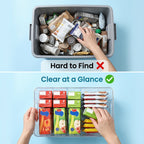 6-Pack Clear Stackable Storage Bins with Lids & Handles – Medium Plastic Pantry Organizer Containers for Kitchen, Fridge, Cabinet, Closet & Bathroom | 10"x6"x5" Each