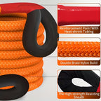Kinetic Recovery Rope 22 Ton 48501 lbs – Heavy Duty Nylon Tow Rope with Bow Shackles & Storage Bag for Truck SUV UTV ATV Off-Road Emergency Rescue