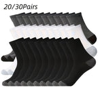 Men's Bulk Socks 20 or 30 Pairs Pack – Breathable Mid-Calf Athletic Crew Socks, Moisture-Wicking Sports Socks for Men, One Size Fits Most