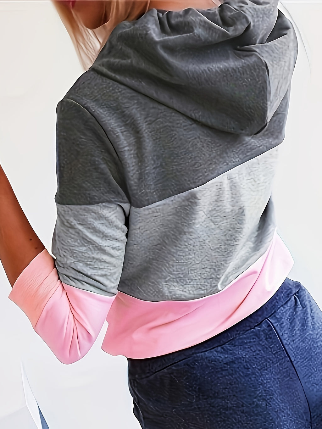 Women's Color Block Drawstring Hoodie Casual Long Sleeve Pullover Sweatshirt Patchwork Streetwear S-XXL Multiple Colors