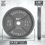 Cast Iron Weight Plates 2-Inch Solid Baked Enamel Finish for Strength Training Weightlifting Bodybuilding Powerlifting Home Gym Barbell 2.5 5 10 25 35 45 100LB