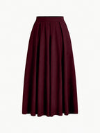 Women's High Waist A-Line Maxi Skirt Solid Color Flowy Elegant Long Skirt 97% Polyester Stretch Casual All-Season Skirt XS-XXL