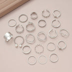 108pcs Women Jewelry Set Vintage Butterfly Heart Rhinestone Necklace Bracelet Anklet Ring Earrings Bundle Multi-Layer Chains Silver Fashion Jewelry Gift for Her
