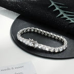 S925 Sterling Silver Moissanite Tennis Bracelet for Women Men – Luxury CZ Bling Hip Hop Bracelet Sizes 6–9 Inch, Wedding Anniversary Birthday Gift