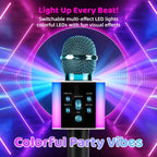5-in-1 Wireless Karaoke Microphone with Built-In Speaker, LED Lights & Voice Changer – Portable Bluetooth Singing Mic for Parties, Family Gatherings, Travel & Outdoor Fun, 10 Colors