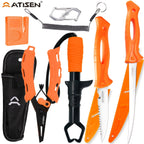 Professional Fishing Knife Set 10/16PCS Fillet & Boning Knife with Road Runner Pliers Fish Lip Gripper Knife Sharpener Retractable S-Buckle Harness, Dishwasher Safe V-Grind Blade - Gift for Fishermen
