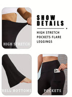 Women's High Waisted Yoga Leggings 3 Pack – Buttery Soft Tummy Control Bootcut Flare Pants with Pockets, S-XXL, Gym Pilates Workout Everyday Wear