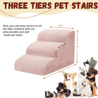 NIUBYA Extra Wide Dog Stairs for Small Dogs – High Density Foam Pet Steps, Non-Slip Bottom, Soft Cushioned Ramp for High Beds Couch Sofa, Ideal for Injured Elderly Dogs, Polypropylene, Compact