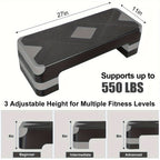 Adjustable Aerobic Step Platform – 3 Height Settings (4"/6"/8"), Non-Slip Workout Stepper for Home Gym Cardio Training, Step Aerobics Exercise Board (6 Colors)
