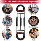 Adjustable Spring Exercise Bar 3-Speed Resistance Arm Trainer for Forearm Triceps Chest Strength, Detachable Portable Home Gym Fitness Equipment, Upper Body Muscle Builder - Black Mini, Red 3-Tube, Blue Reinforced