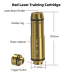Dry Fire Laser Training Cartridge Multi-Caliber – 9mm / 45ACP / .223Rem Laser Bullet for Dry Fire Training System & Bore Sighter, Durable Copper, Class IIIA 650nm, 9 Batteries Included – Shooting Gift for Men