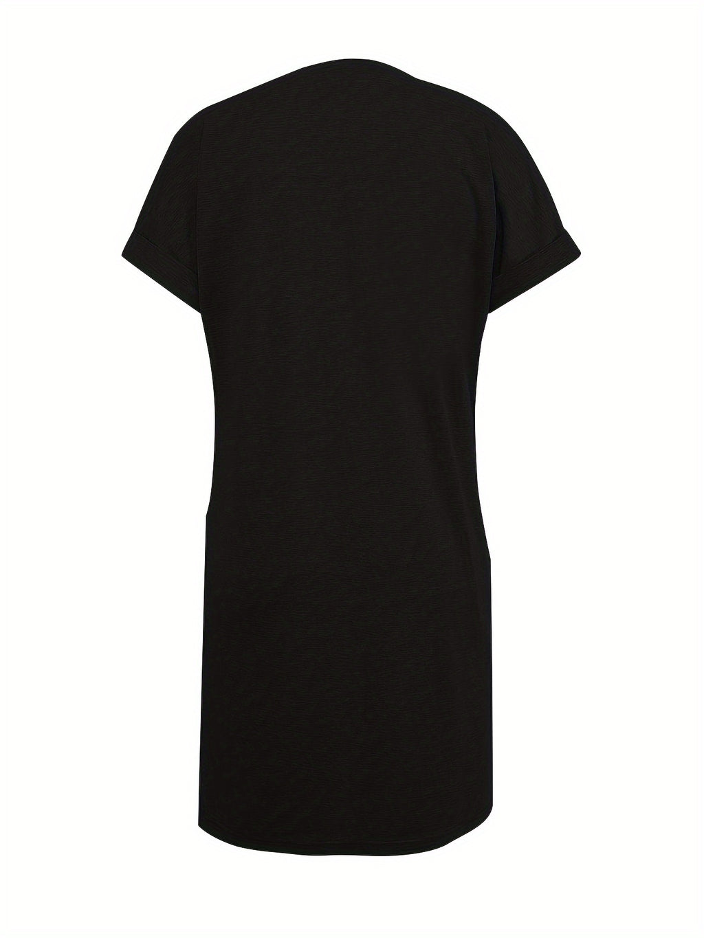 Women's Casual Loose-Fit Solid Color Short Sleeve Tunic Dress V-Neck Knit Stretch Comfortable Everyday Summer Spring Fall S M L XL XXL