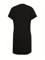 Women's Casual Loose-Fit Solid Color Short Sleeve Tunic Dress V-Neck Knit Stretch Comfortable Everyday Summer Spring Fall S M L XL XXL
