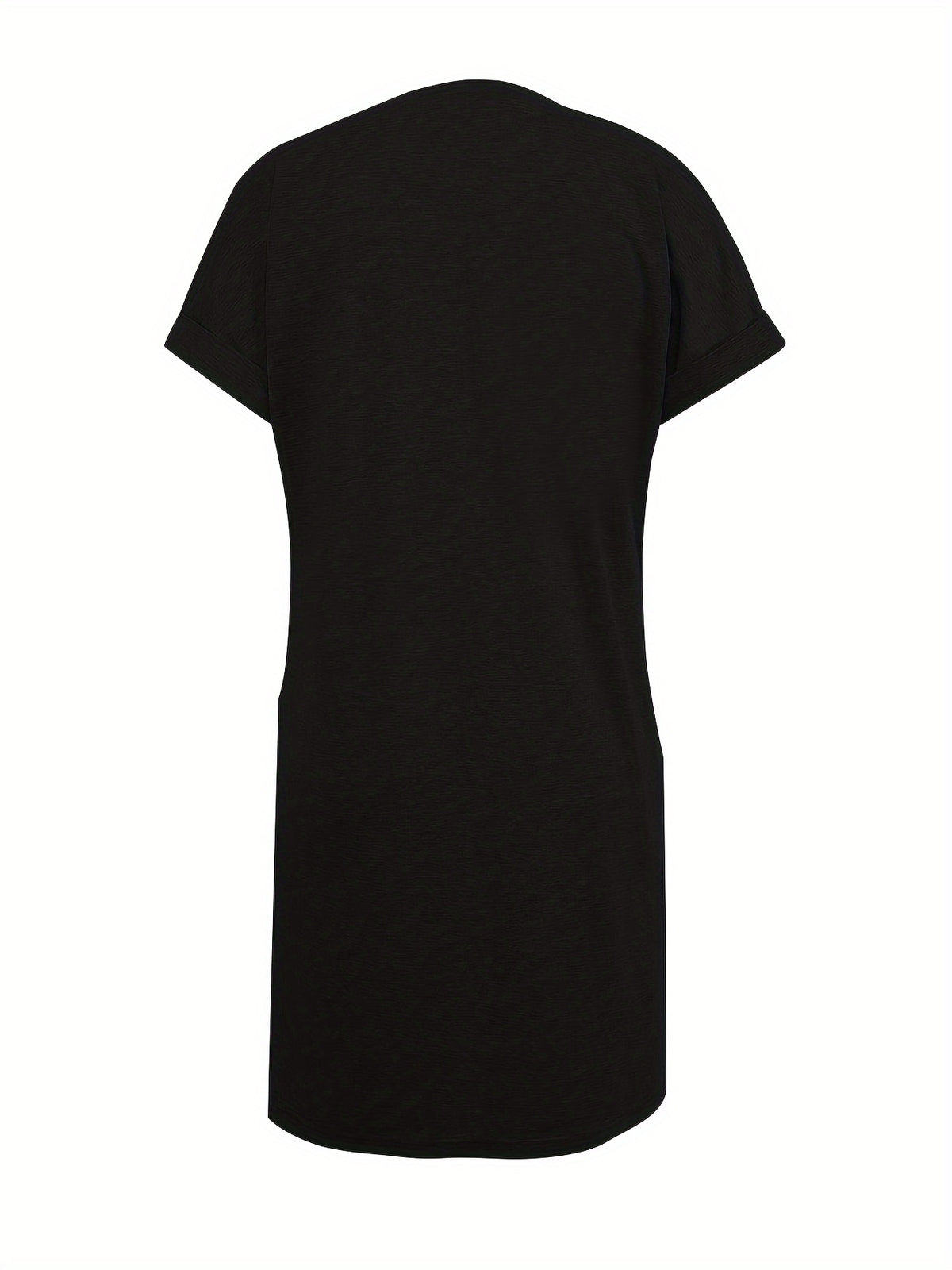 Women's Casual Loose-Fit Solid Color Short Sleeve Tunic Dress V-Neck Knit Stretch Comfortable Everyday Summer Spring Fall S M L XL XXL