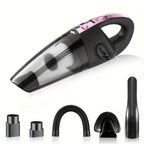 Handheld Car Vacuum Cleaner 4200PA 1800mAh Rechargeable Low Noise 4 Accessories for Car Home Pet Hair Pink Gift for Women