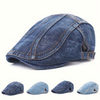 Washed Denim Beret Hat for Men & Women – Adjustable Vintage Newsboy Cap, Unisex Artist Hat for Spring & Summer – Perfect Match for Jeans & Casual Outfits