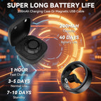 Smart Ring with Charging Case for Men & Women – Health Fitness Tracker, Sleep Tracker, Step Counter, Distance Monitor, Compatible with iPhone & Android, Sizes 7-13, Black, Silver & Gold
