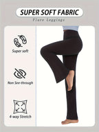 Women's High Waisted Flare Bell Bottom Yoga Pants 5-Pack Tummy Control Full-Length Bootleg Leggings Soft Stretch Wide Leg Pants for Yoga Gym Dance Pilates Year-Round Wear Sizes S-XXL