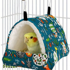 Warm Bird Nest Hammock Swing for Bird Cage - Cozy Plush Bird Bed Tower House for Parrots Parakeets Canaries Cockatiels - Hamster Breeding Nest Small Pet Sleeping House S/M/L/XL