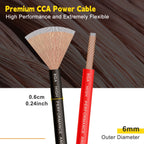 8 Gauge Wire 50ft CCA Power Ground Cable Kit (25ft Red + 25ft Black) for Car Audio, Amplifier, Speaker, Marine, Welding & Automotive Electrical Wiring