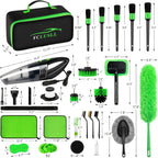 Car Cleaning Kit 17-35 Piece – Portable Vacuum Cleaner, Windshield Cleaning Tool, Drill Brush Set & Interior Brush Set for Full Car Detailing, Holiday Gift for Family & Friends