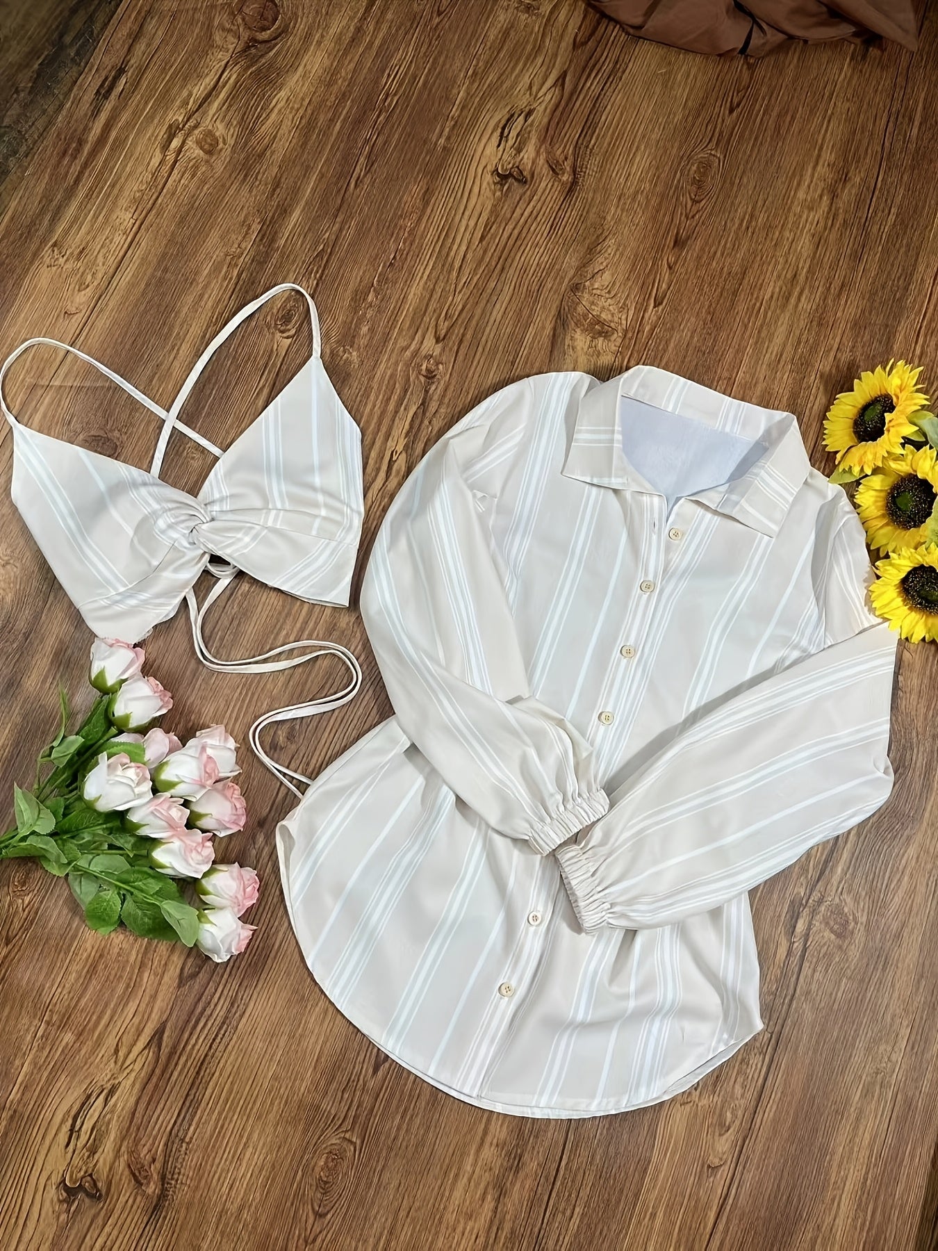 Women's 3-Piece Outfit Set - Camisole Top + Shorts + Shirt Cardigan | Solid Color Summer Vacation Casual Daily Commute Fashion Matching Set