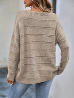 Women's Off-Shoulder Sweater - Solid Color Boat Neck Loose Knit Pullover | Casual Cozy Fall Winter Top Oversized Fashion Ladies Sweater