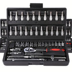 46pcs Home & Car Repair Tool Set – Ratchet Torque Wrench, Screwdriver & Socket Kit for Car, Motorcycle, Bicycle & Household Repairs