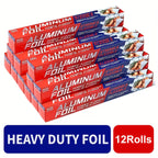 Heavy Duty Aluminum Foil Rolls 6 or 12 Pack – 12 Inch Wide, 30 Sq Ft Per Roll, Thick Strong Foil for Cooking, Grilling, Baking, Food Storage & Restaurant Use, Easy Open Tab