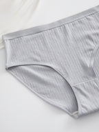 6-Pack Ribbed Thong Panties – Women's Soft Breathable Mid-Waist Triangle Underwear, Rib-Knit Texture, Solid Colors, Maternity-Friendly Everyday Panties