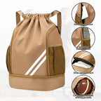 Lightweight Sports Drawstring Backpack for Men & Women | Gym Bag for Basketball Yoga Fitness | Spacious Polyester Shoulder Bag with Drawstring Closure & Inner Pouch | 6 Colors