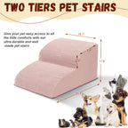NIUBYA Extra Wide Dog Stairs for Small Dogs – High Density Foam Pet Steps, Non-Slip Bottom, Soft Cushioned Ramp for High Beds Couch Sofa, Ideal for Injured Elderly Dogs, Polypropylene, Compact