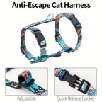 Escape-Proof Cat Harness and Leash Set Adjustable Soft Lightweight Chest Harness for Cats Comfortable Safe for Walking Traveling Small Medium Large Cats Kittens