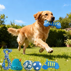 7-Piece Blue Series Dog Chew Toy Set for Small Dogs – Durable Chew-Resistant Pet Toys, Assorted Squeaky & Textured Dog Toys for Teething, Boredom & Interactive Play, Random Styles