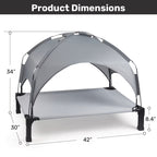 Elevated Dog Bed with Removable Canopy Shade Tent – Portable Raised Outdoor Cooling Pet Cot for Dogs & Cats, Breathable Mesh, Lightweight Foldable Design for Camping, Yard & Patio