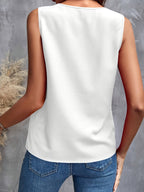 Women's Ruffled V-Neck Sleeveless Blouse Elegant Summer Top Casual Formal Wear Smooth Fabric Dark Green Red White Black S M L XL XXL
