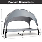Elevated Dog Bed with Removable Canopy Shade Tent – Portable Raised Outdoor Cooling Pet Cot for Dogs & Cats, Breathable Mesh, Lightweight Foldable Design for Camping, Yard & Patio