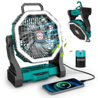 Rechargeable Portable Camping Fan with LED Light & Hanging Rope - 4-Speed USB Battery Powered Tent Fan for Outdoor Travel Indoor Home
