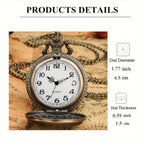 Vintage Bronze Pocket Watch Set of 2 – Classic Round Dial Quartz Movement, Zinc Alloy Case Nickel-Free Strap, Antique Style Timepiece – Perfect Gift for Christmas Birthday Graduation Valentine's Day